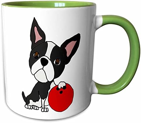 3dRose Tüm Smiles Sanat Evcil Hayvanlar-Aptal Komik Boston Terrier Köpek Bowling Karikatür-Kupalar (mug_263761_7)