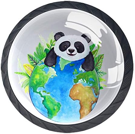 Lagerery Kreş Çekmece Kolları Sevimli Panda Toprak Dresser Topuzlar Kristal Cam Topuzlar 4 adet Renkli Yuvarlak Topuzlar