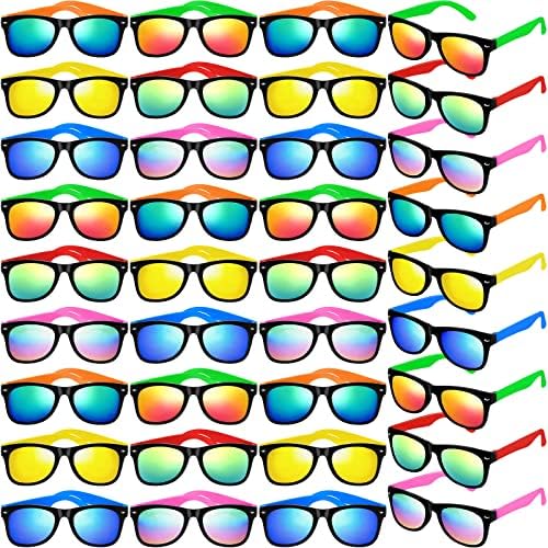 Elcoho 36 Paket Çocuk Güneş Gözlüğü Toplu Neon Renkler Güneş Gözlüğü Parti İyilik Çocuklar için Erkek Kız Doğum Günü