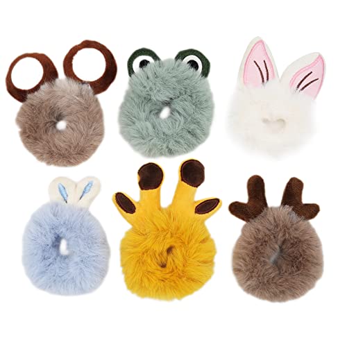 Aufruh 6 adet Hayvan Kulaklar Boynuzları Saç Bağları Kabarık Hayvan El Yapımı Scrunchies lastik toka Kadınlar için