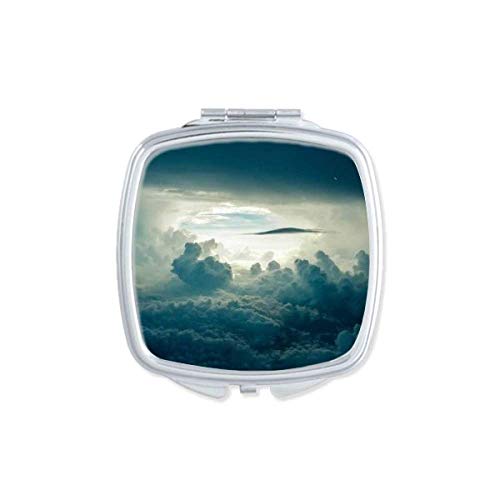 Gri Gökyüzü Beyaz Bulutlar Art Deco Hediye Moda Ayna Taşınabilir Kompakt Cep Makyaj Çift Taraflı Cam