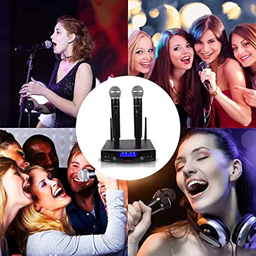AİRİDE UHF Kablosuz Mikrofon ile 2 Taşınabilir Akülü El Mic Karaoke Makinesi Sistemi için Ev Partisi, Düğün, KTV,