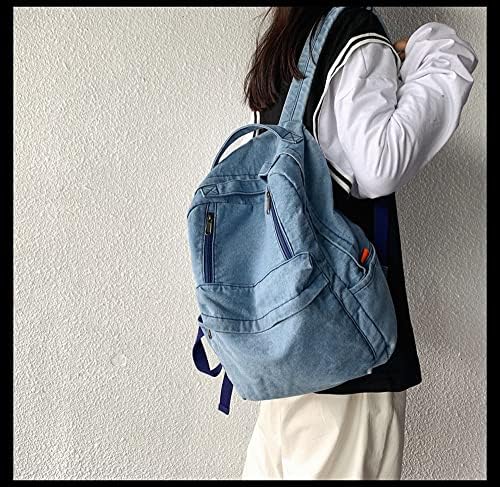 Keten sırt çantası Hafif Seyahat Sırt Çantası Öğrenci Sırt Çantası Laptop Sırt Çantası Denim Orta Çanta Kadınlar
