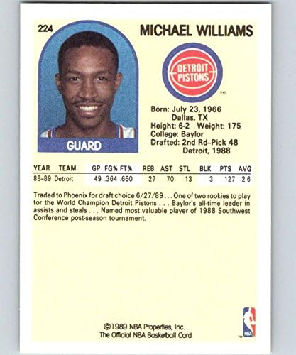 1989-90 Çemberler Basketbol 224 Micheal Williams RC Çaylak Kartı SP Kısa Baskı Detroit Pistons Resmi NBA Ticaret