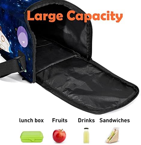 NigelMu Öğle Yemeği Çantası Kadın Erkek, Sızdırmaz yemek kabı, karikatür uzay gezegen roket, Taşınabilir Öğle Yemeği